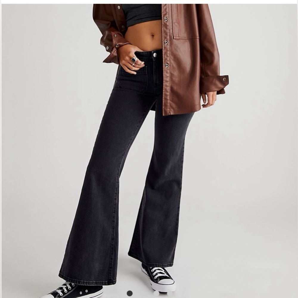 ROLLA’S Low Rise Sailor Flare Jeans Black size 32 Free People